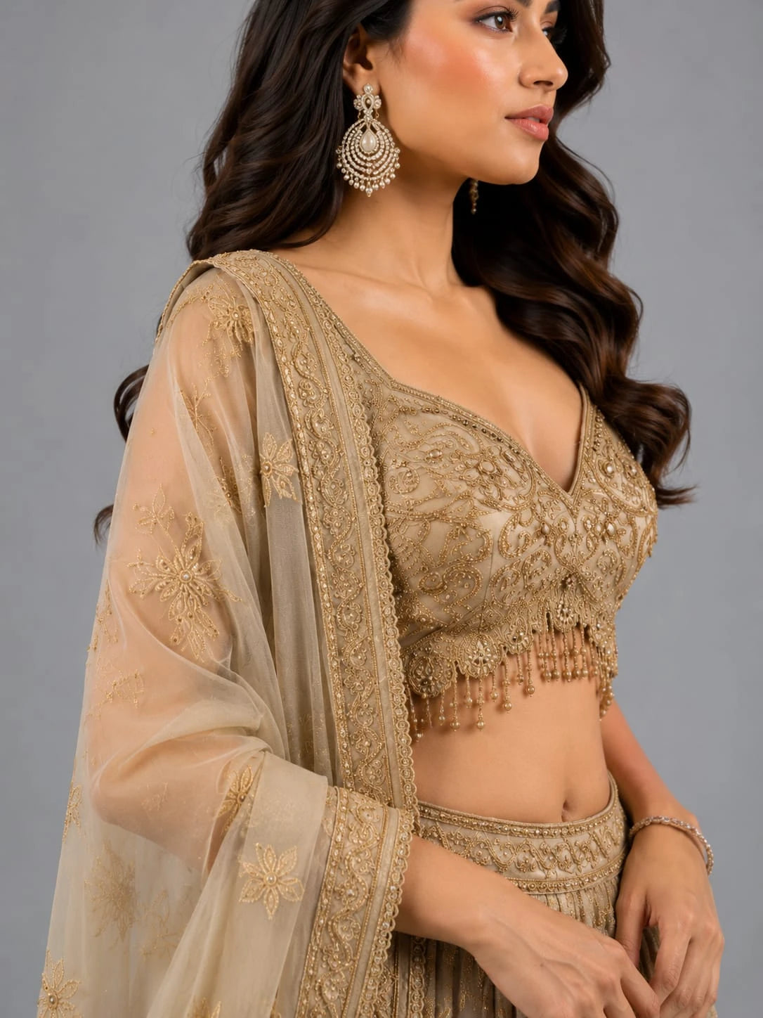 designer ivory lehenga