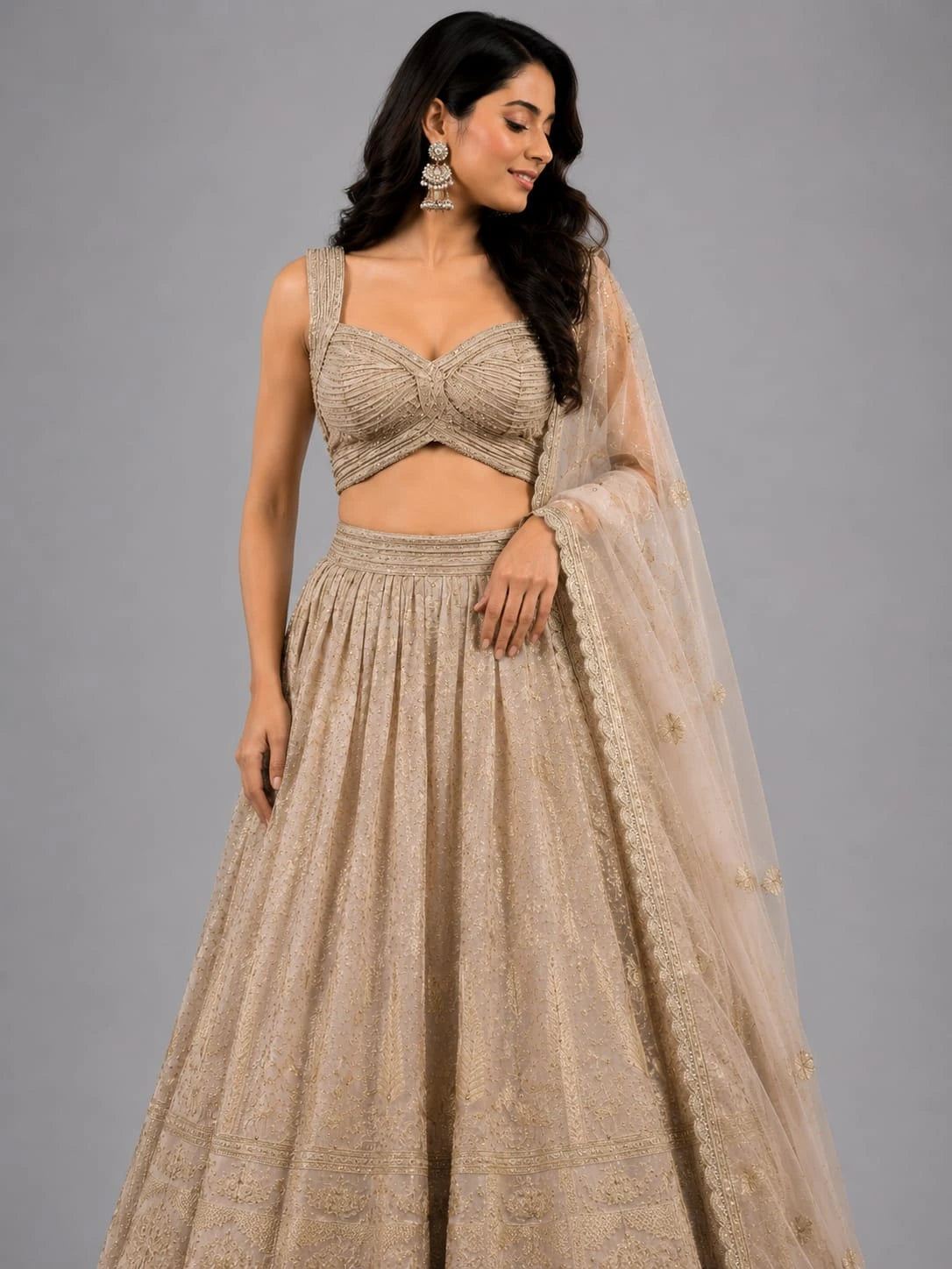 designer peach lehenga