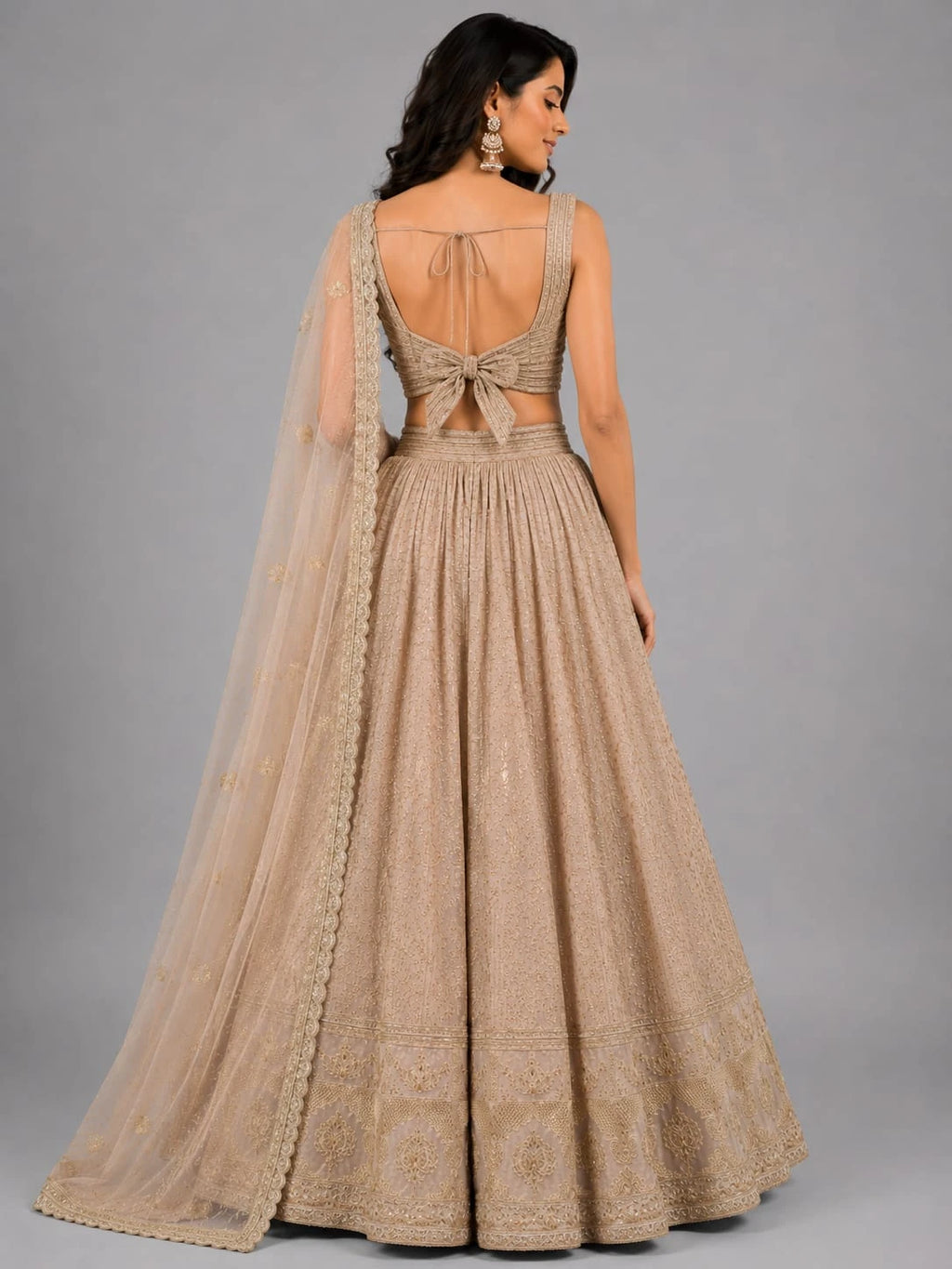 designer peach lehenga