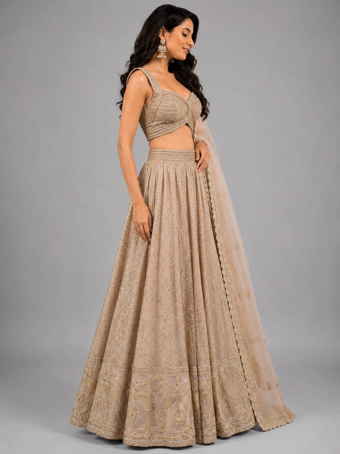designer peach lehenga