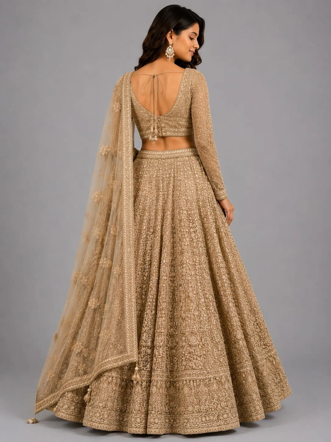 designer gold lehenga