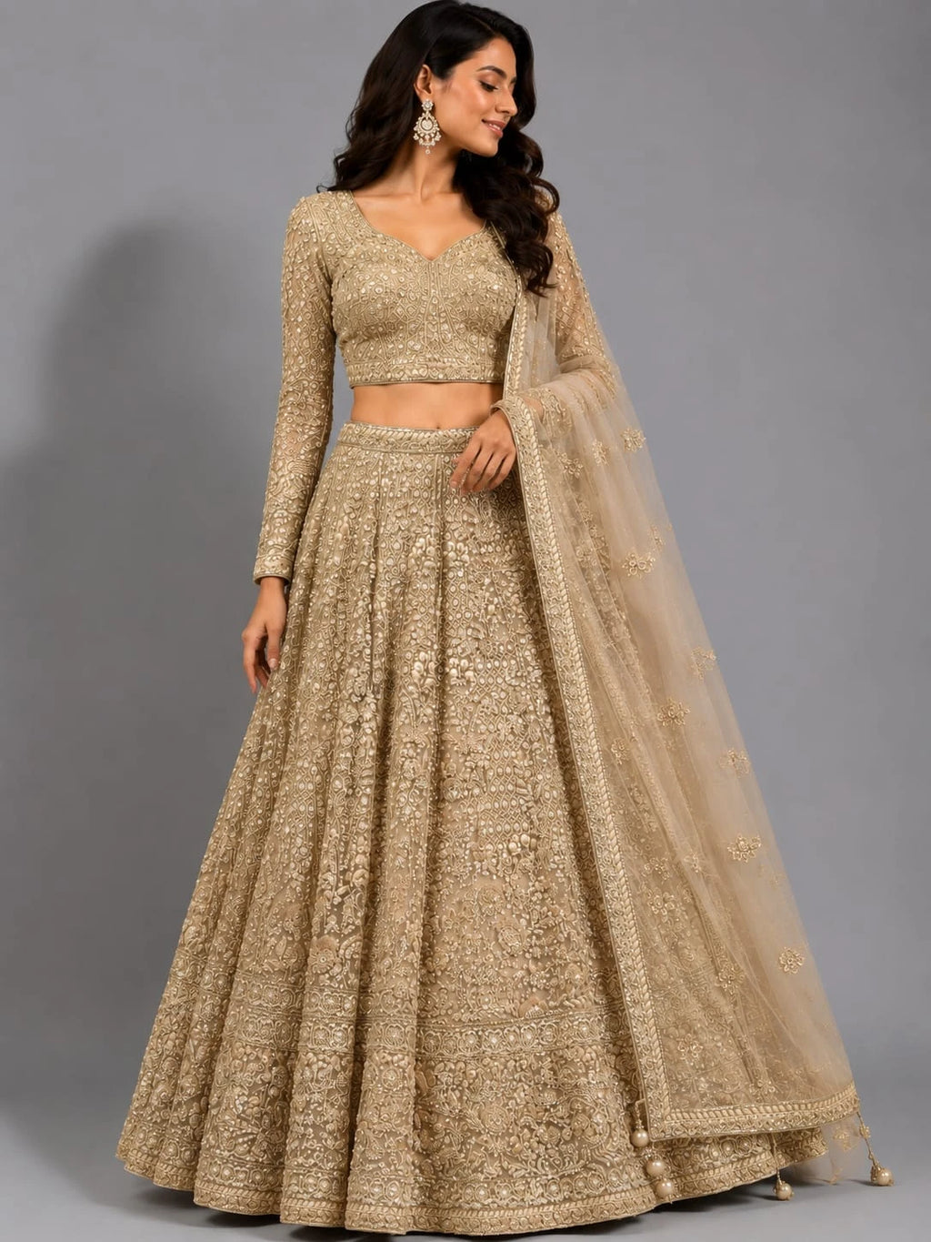 designer gold lehenga