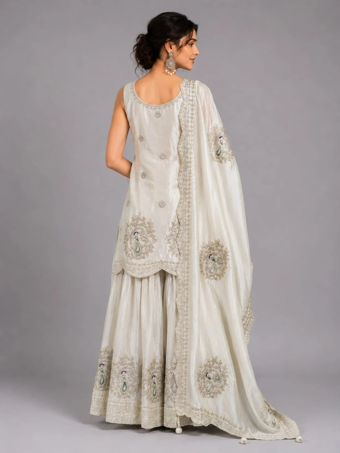 cream sharara set