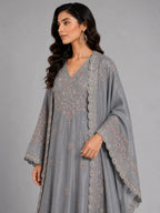 gray embroidered sharara