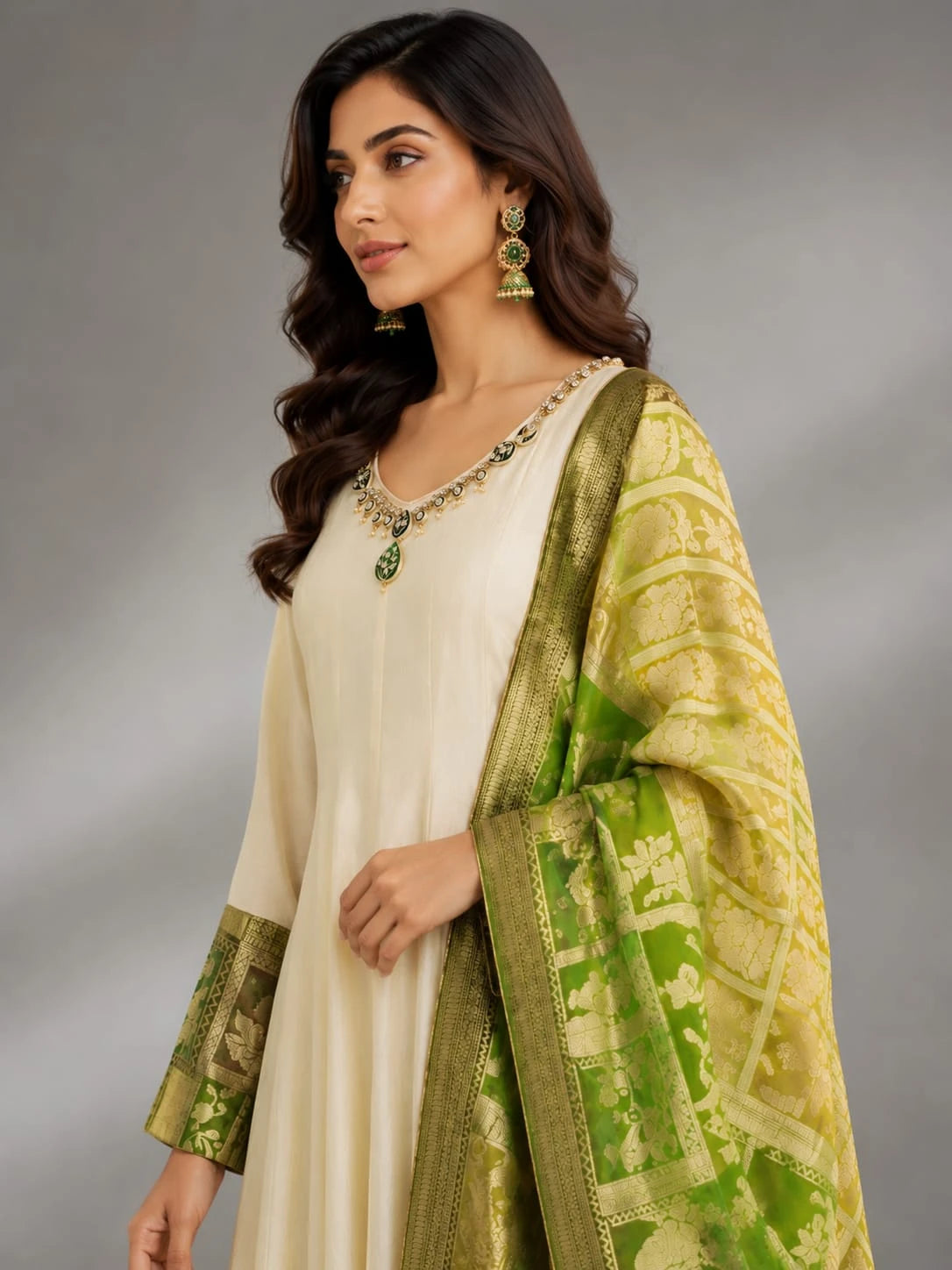 cream anarkali dress