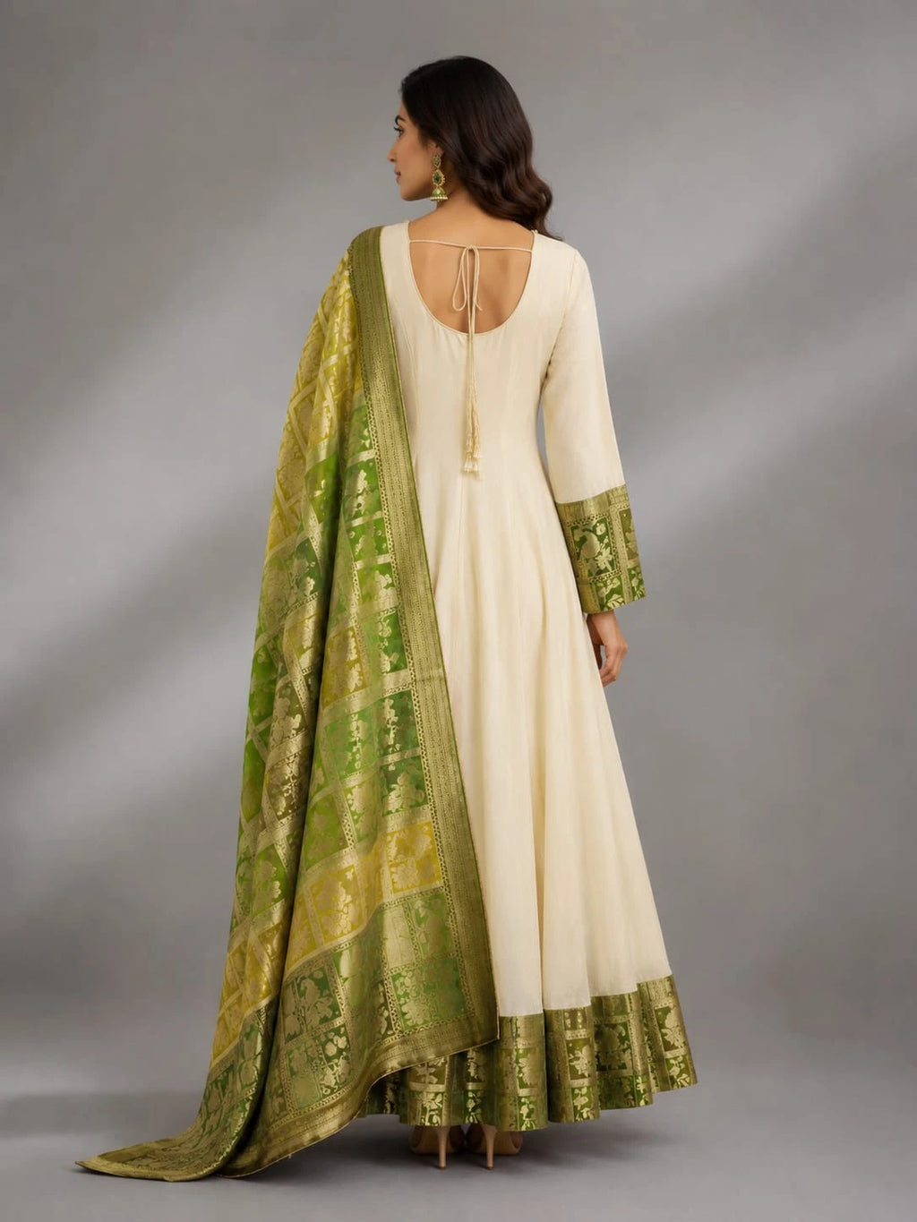 cream anarkali dress