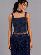 navy blue dhoti set