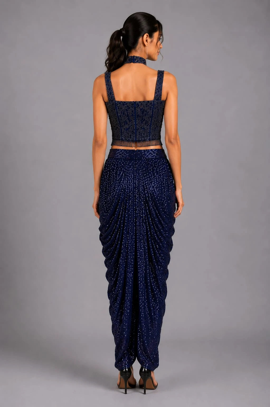 navy blue dhoti set