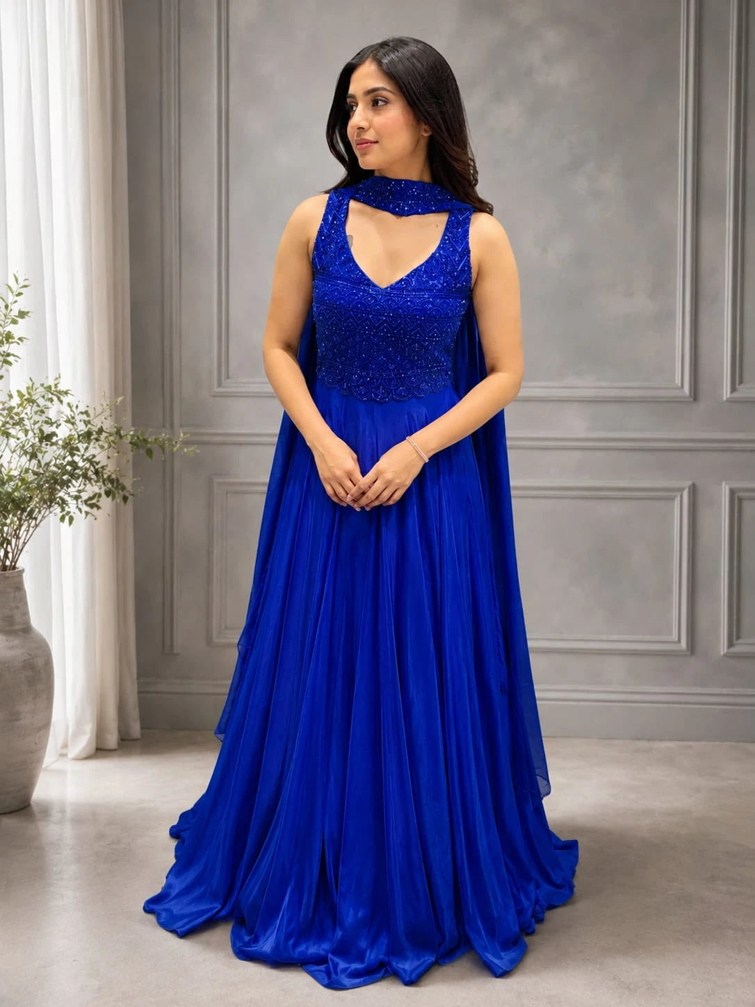 Royal blue anarkali gown