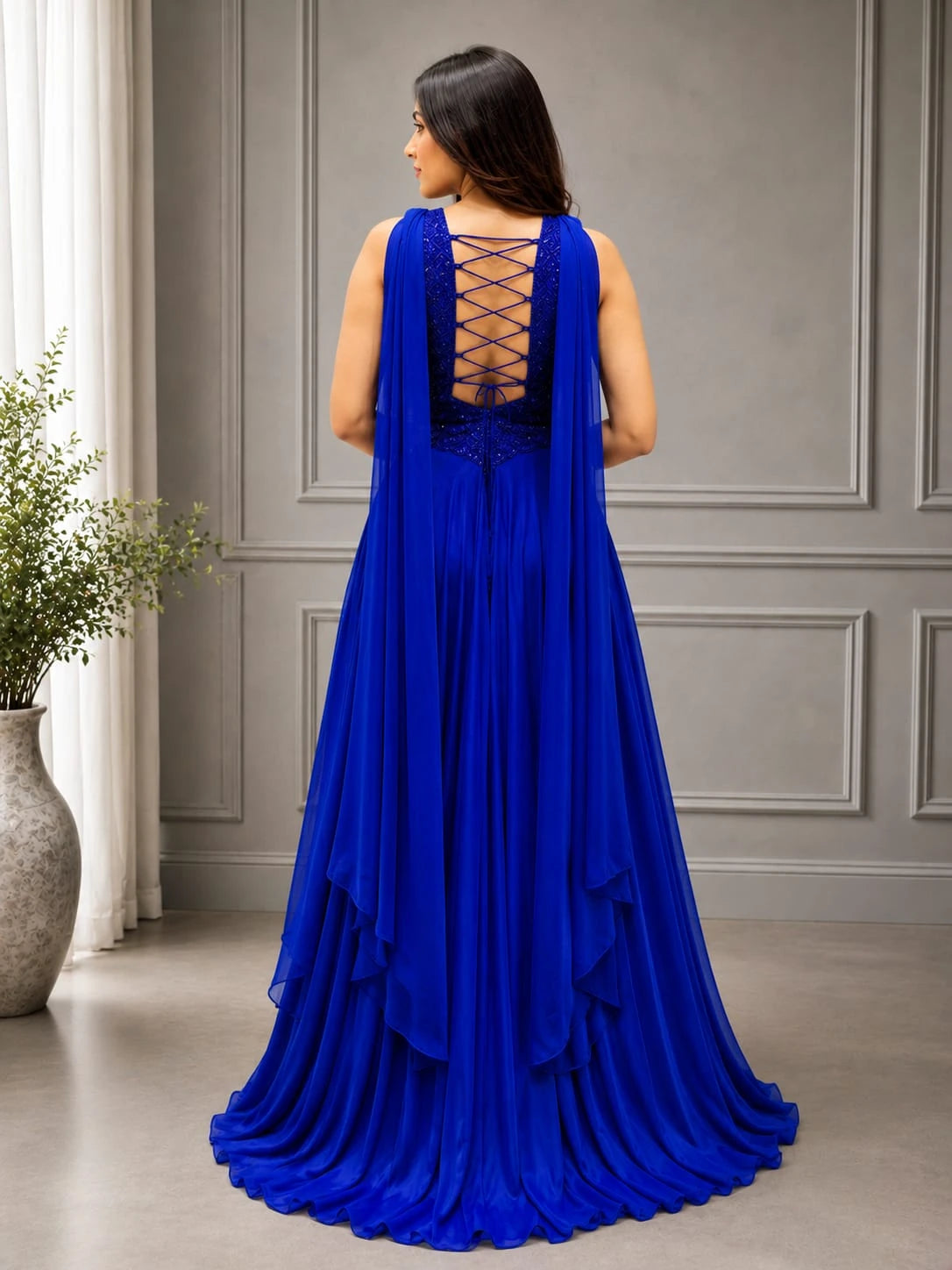Royal blue anarkali gown