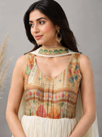 Cream tiered anarkali dress