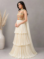 Cream tiered anarkali dress