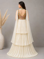 Cream tiered anarkali dress