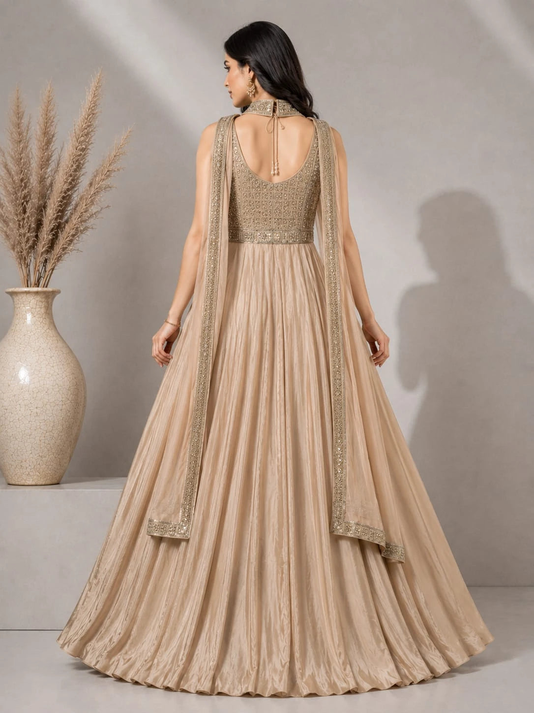 Golden anarkali gown