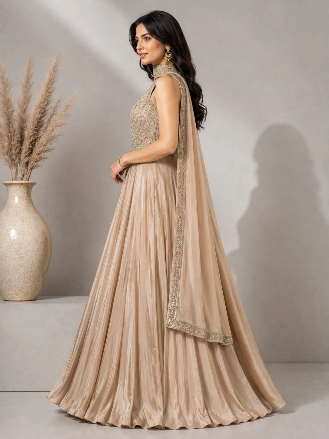 Golden anarkali gown