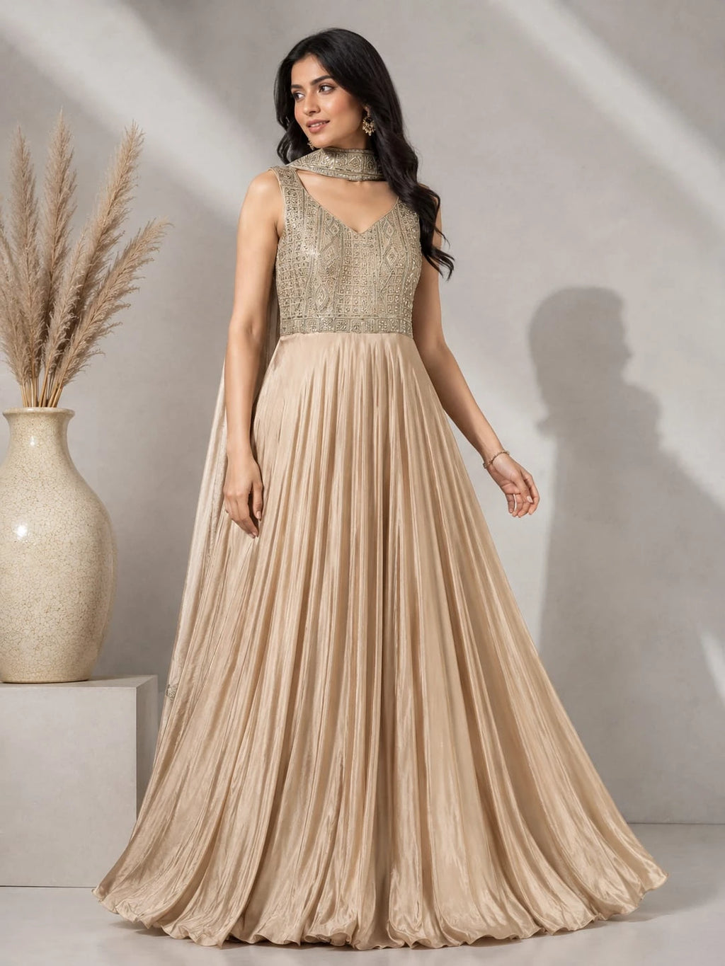 Golden anarkali gown