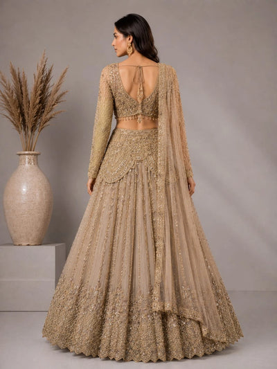 Embroidered gold lehenga