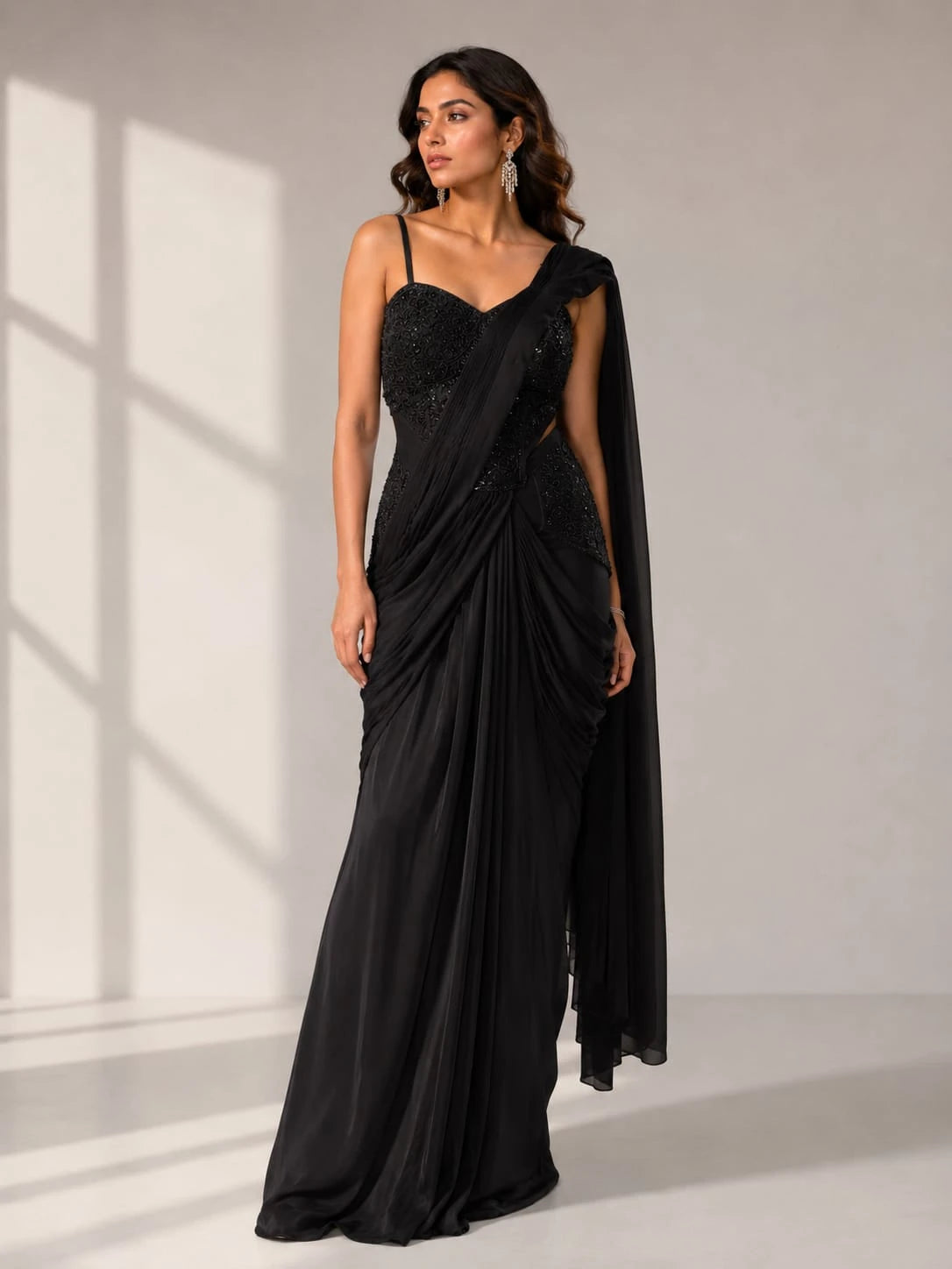 Black drape saree