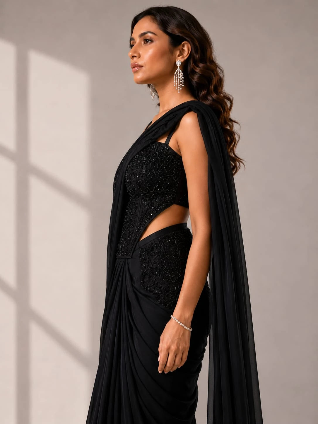 Black drape saree