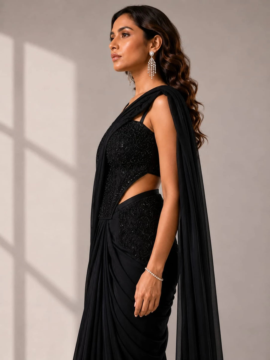 Black drape saree