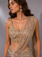 silver drape lehenga