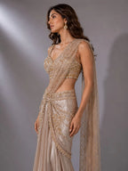 silver drape lehenga
