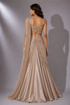 silver drape lehenga
