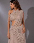 pink drape lehenga