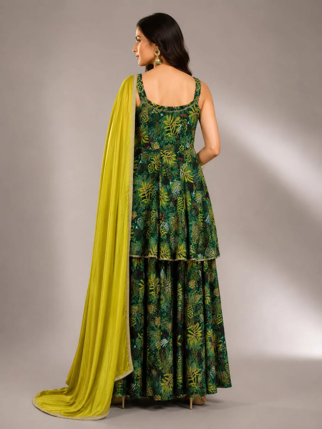 green printed sharara suit