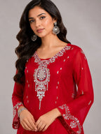 red ethnic wear for women