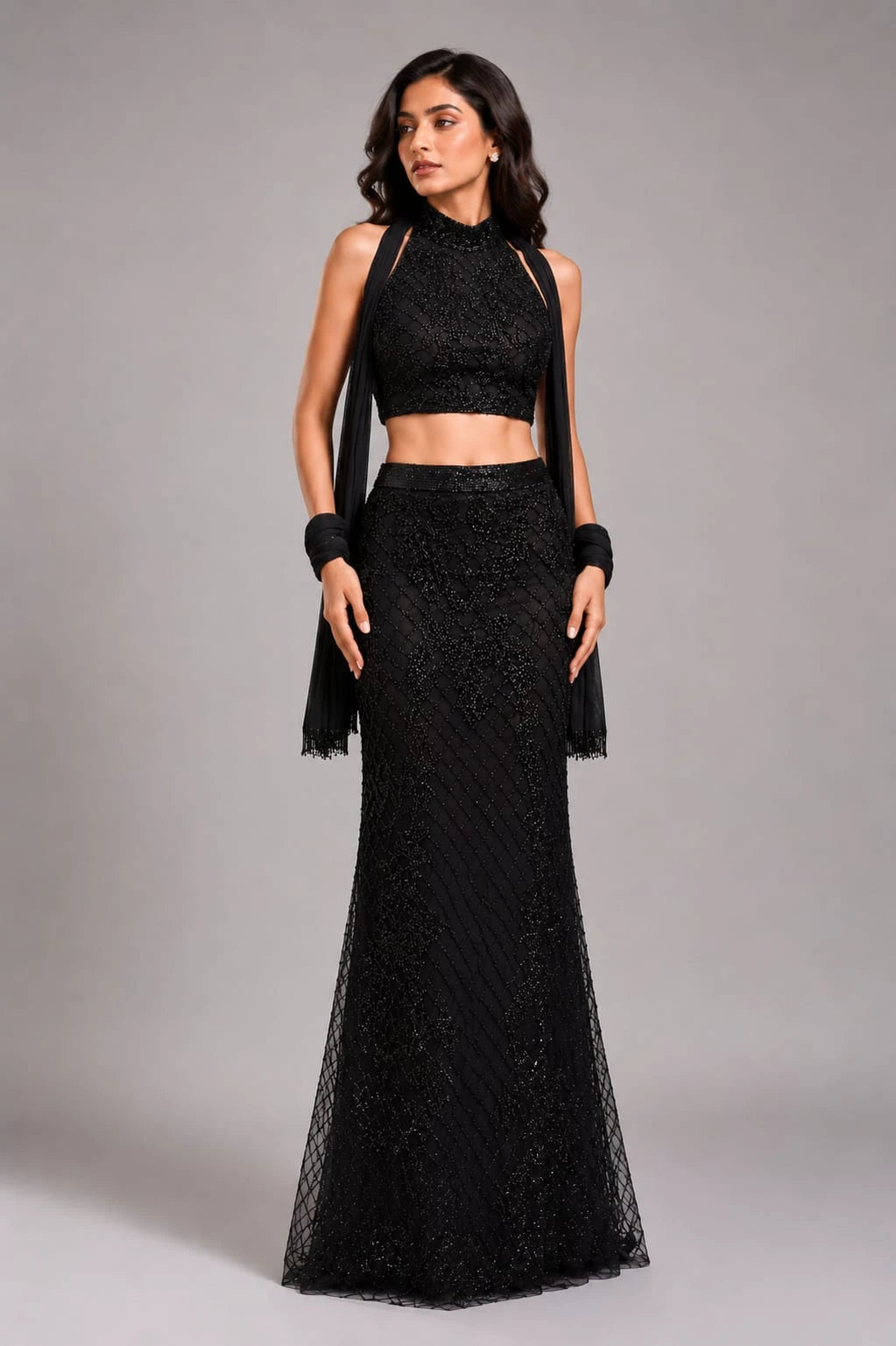 black embellished western outfit