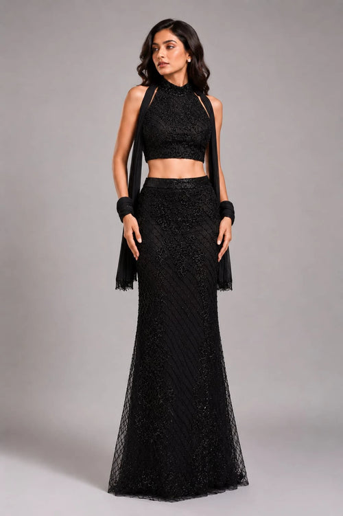black embellished western outfit