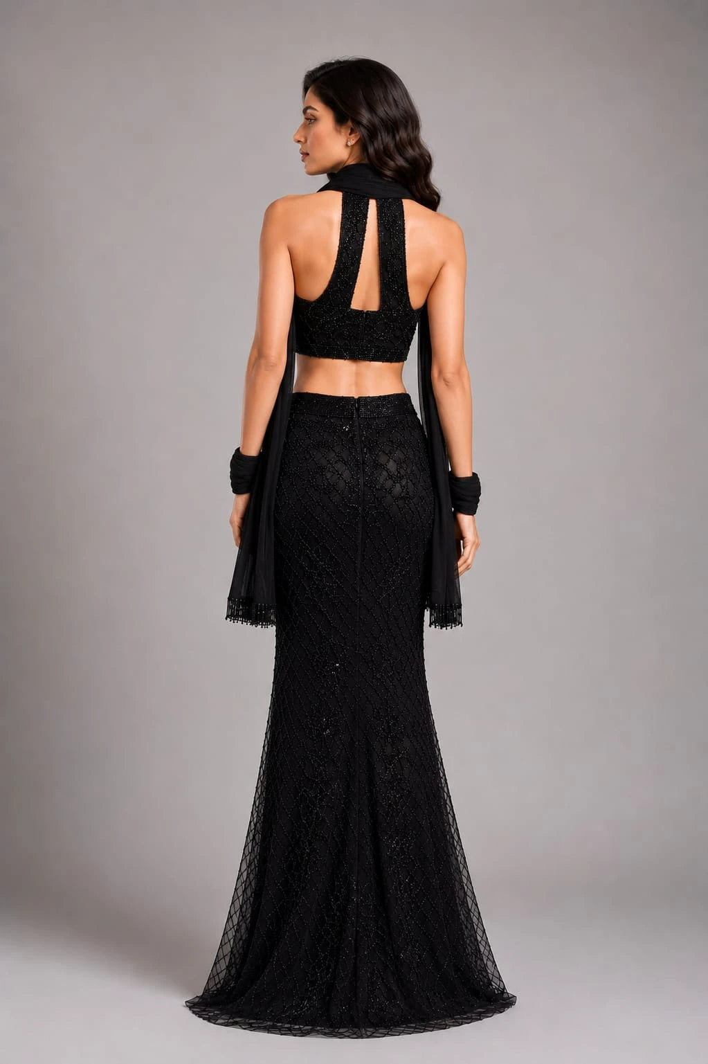 black embellished western outfit