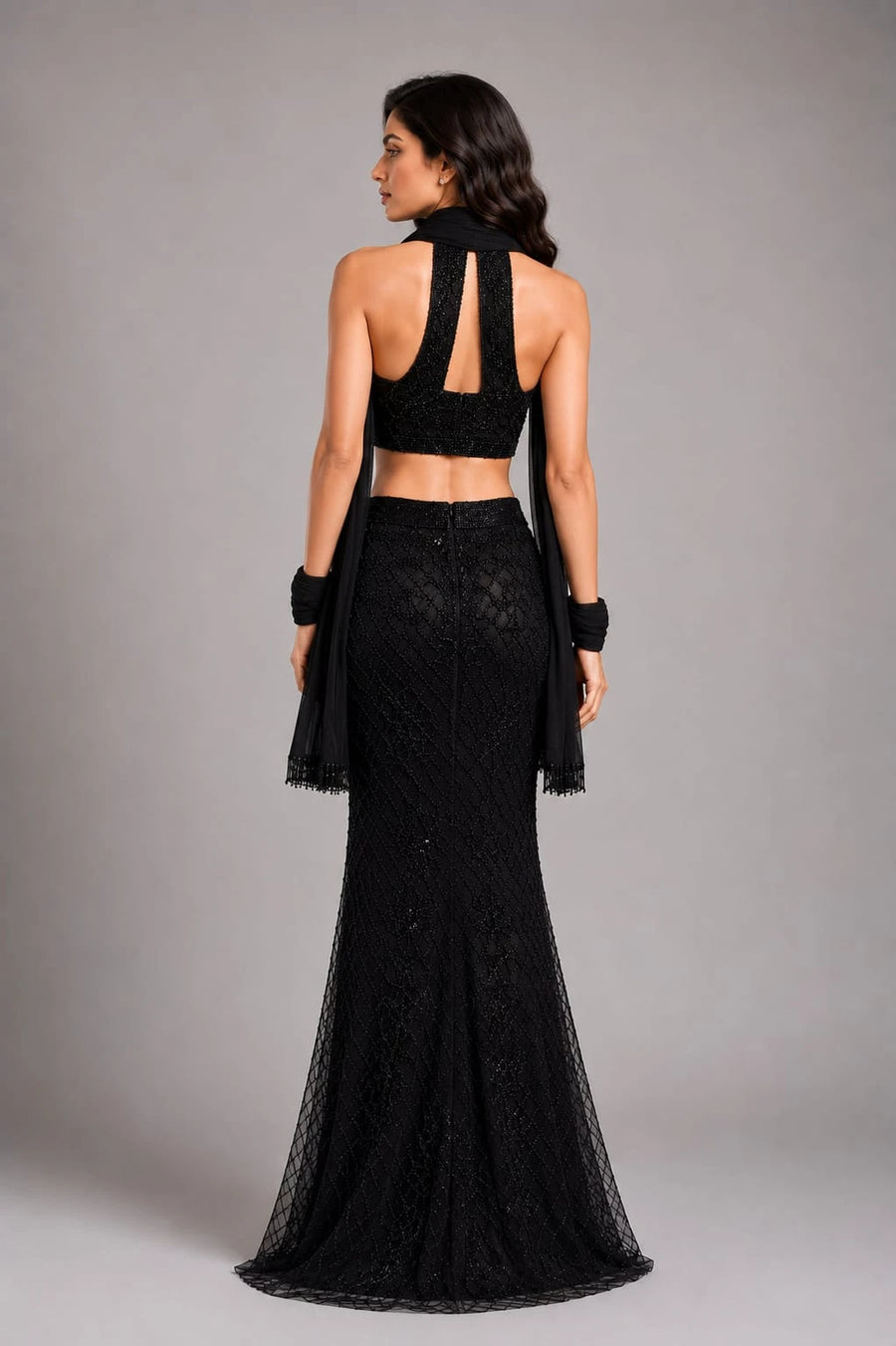 black embellished western outfit