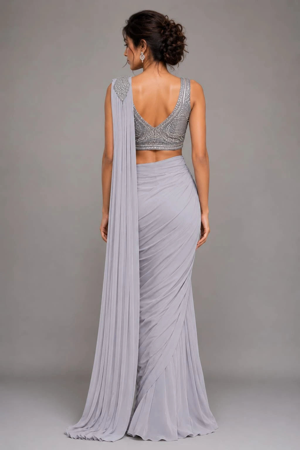 grey saree for party