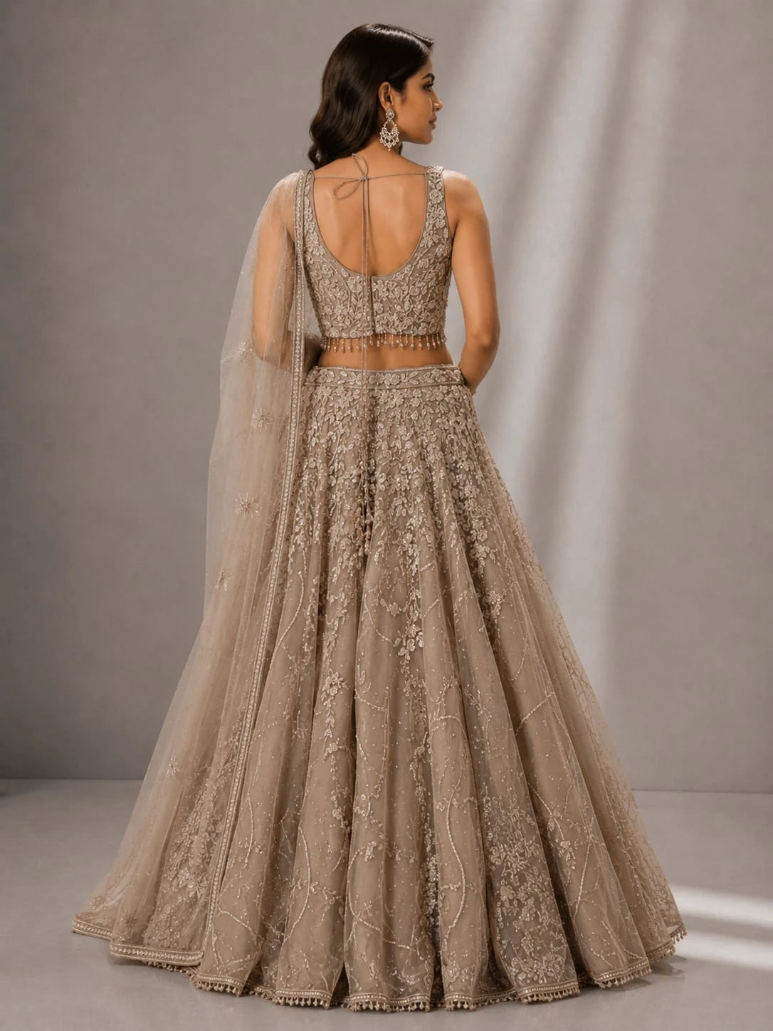 gold net lehenga with dupatta