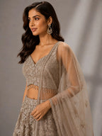gold net lehenga with dupatta