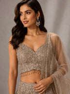 gold net lehenga with dupatta