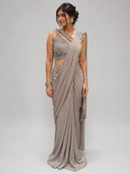 gold designer drape saree
