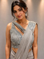 gold designer drape saree
