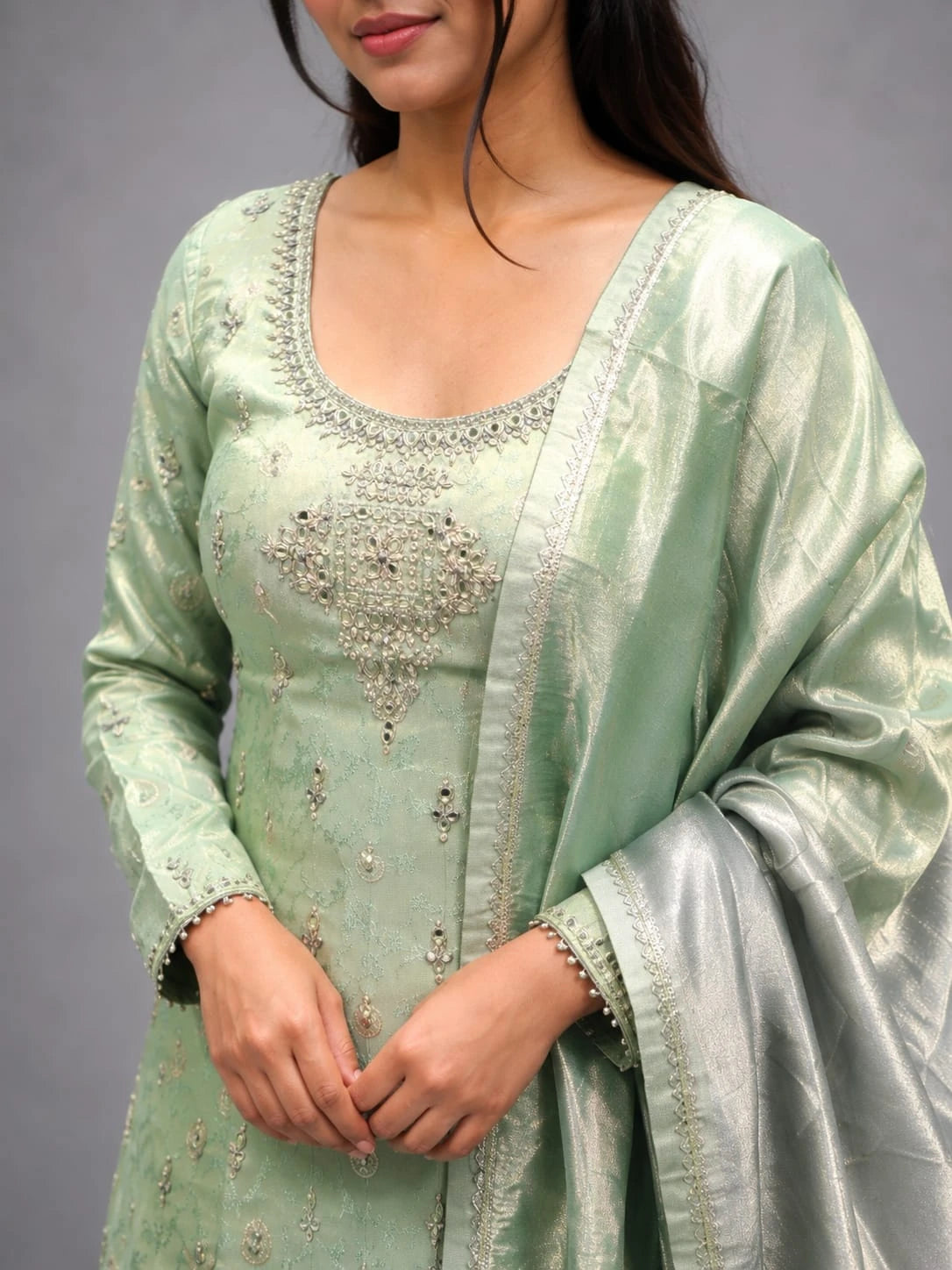 mint green sharara suit