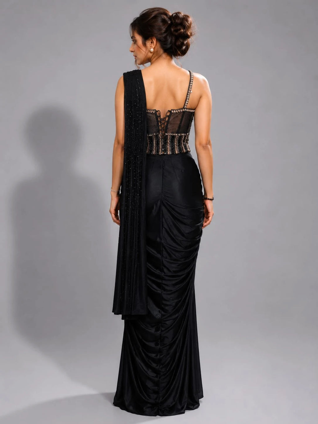 black corset saree blouse