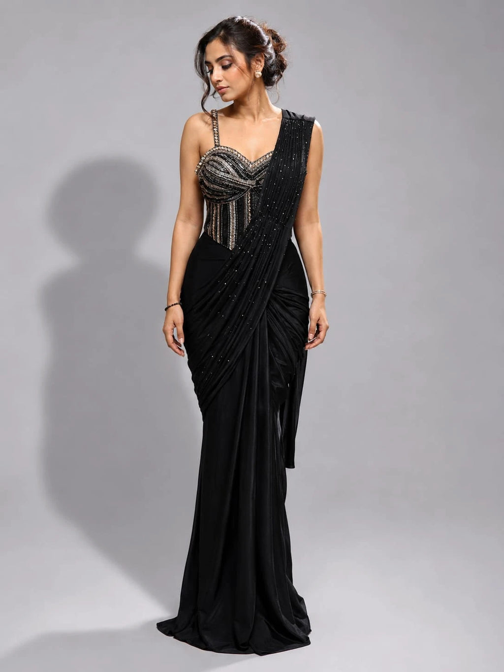 black corset saree blouse
