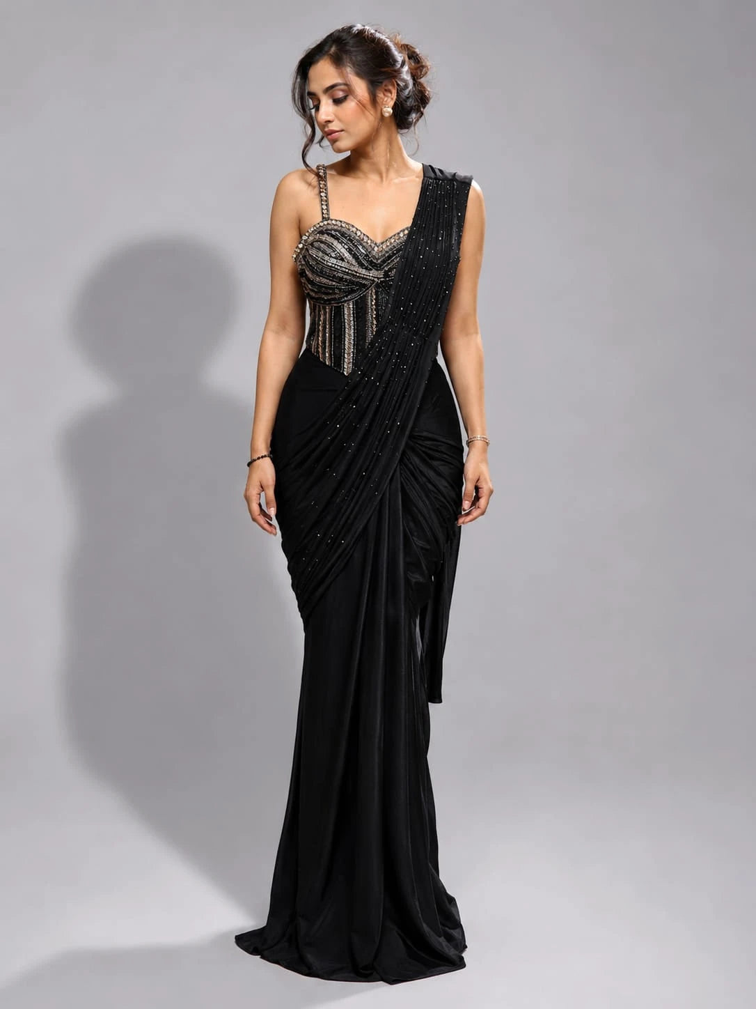 black corset saree blouse