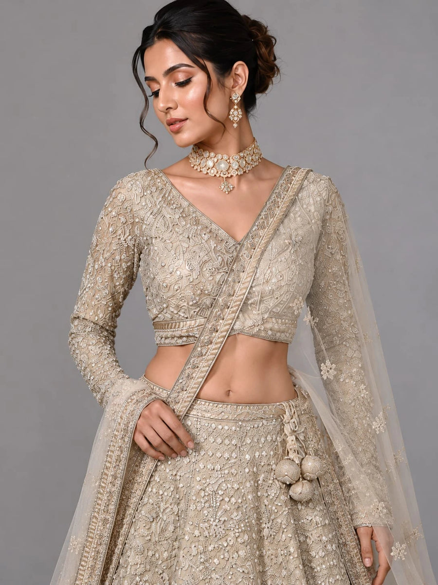 gold wedding lehenga