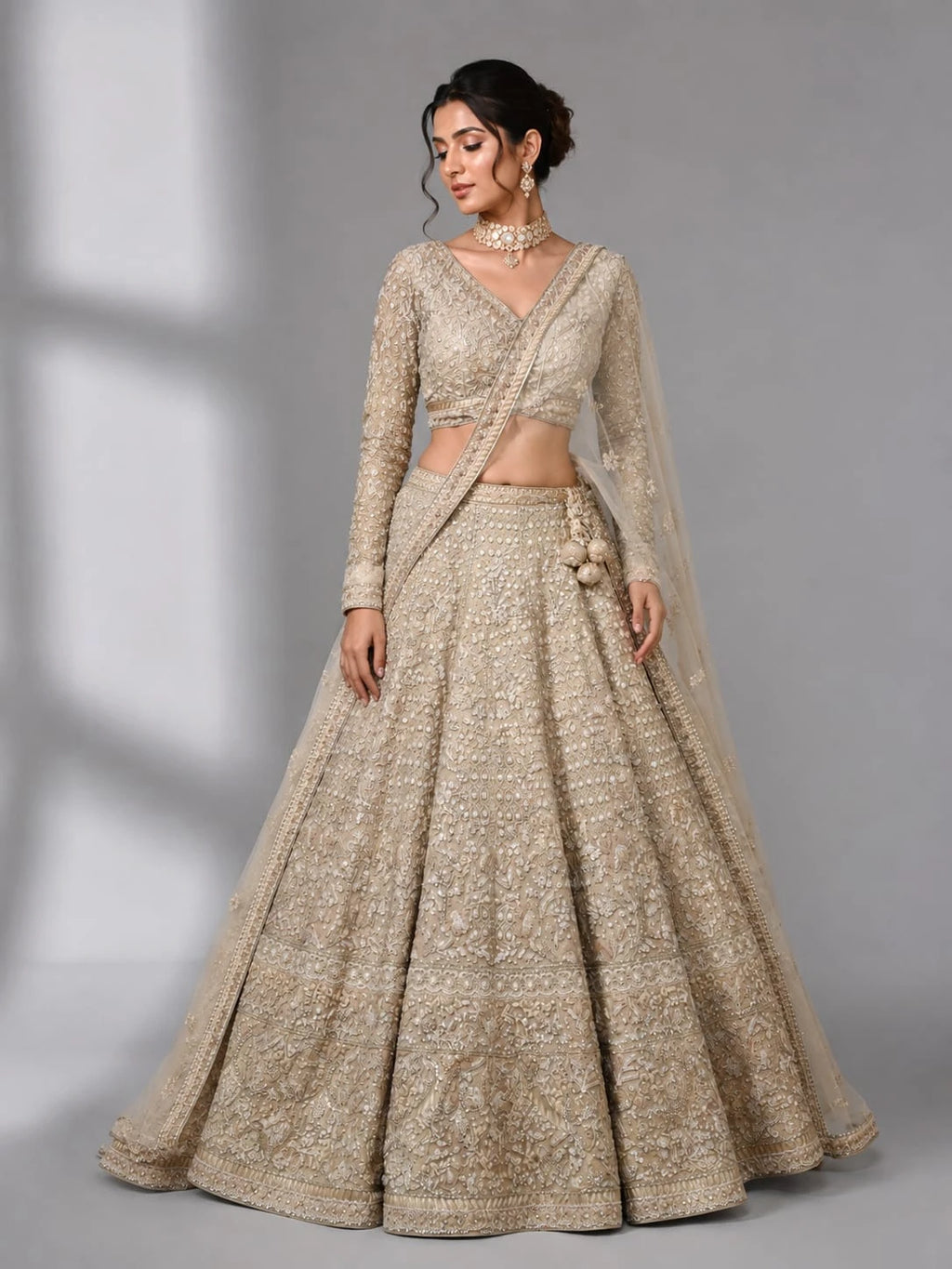 gold wedding lehenga