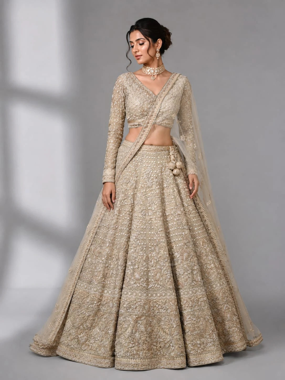 gold wedding lehenga