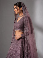 purple full sleeve lehenga blouse