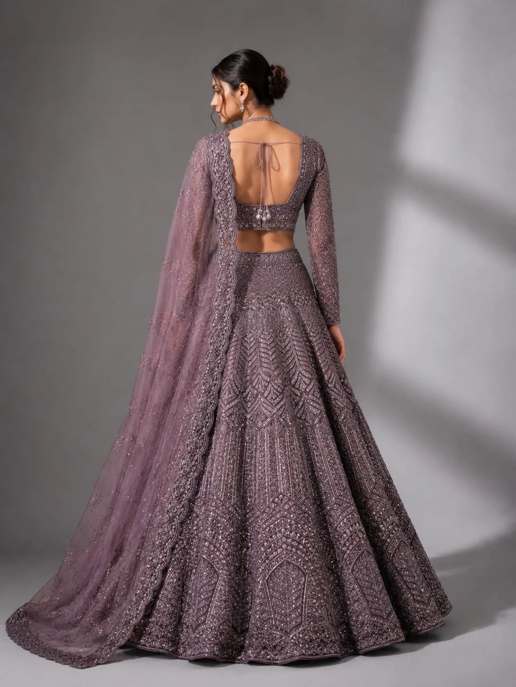purple full sleeve lehenga blouse