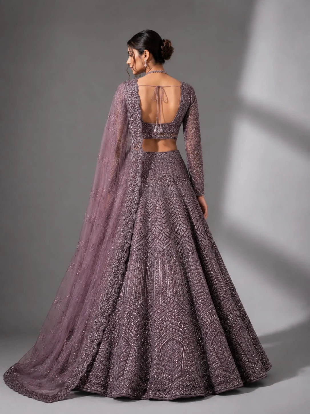 purple full sleeve lehenga blouse